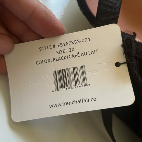 French Affair Black Lace & Nude One-Piece Sexy Lingerie Bodysuit Plus Size 2X - Picture 4 of 6